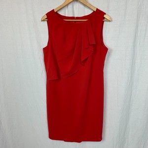 Moschino Cheap And Chic Women's Sleeveless Ruffle Shift Dress Solid Red Size 12